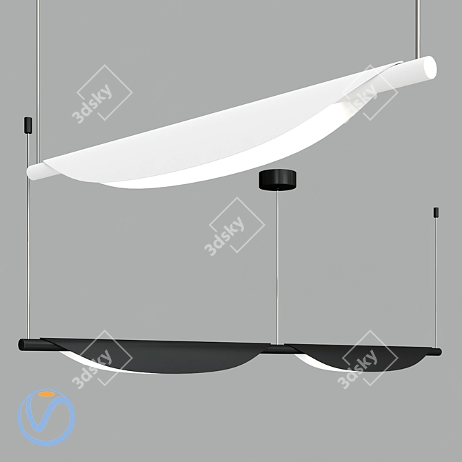 Minimalist LED Linear Suspension Light 3D model image 1