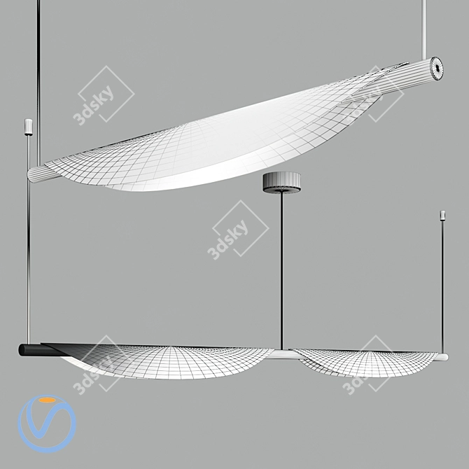 Minimalist LED Linear Suspension Light 3D model image 2