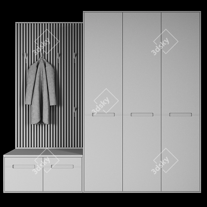 Modern Modular Entrance Hall Furniture 3D model image 2