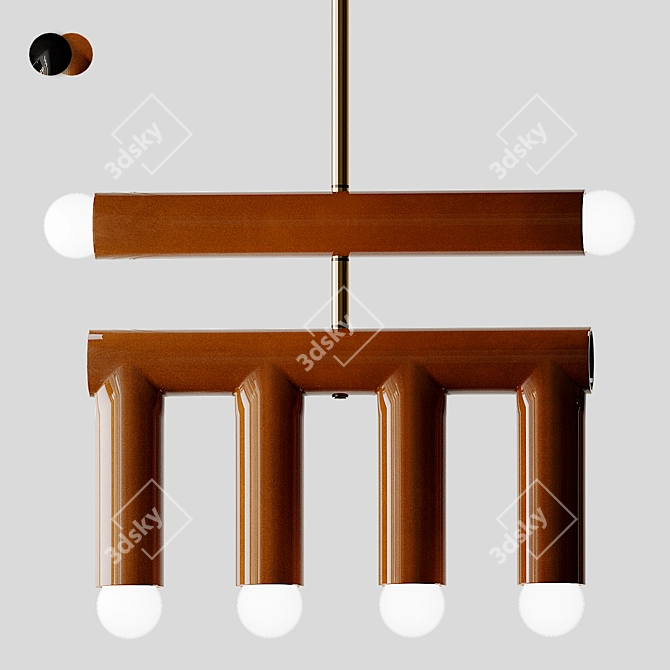 Elegant Trn D2 Pendant Lamp - Black & Brown 3D model image 6