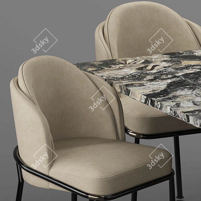 Modern Baron Sea Foam Dining Set 3D model image 5