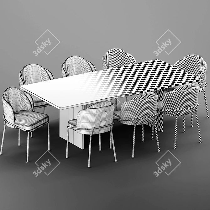 Modern Baron Sea Foam Dining Set 3D model image 6