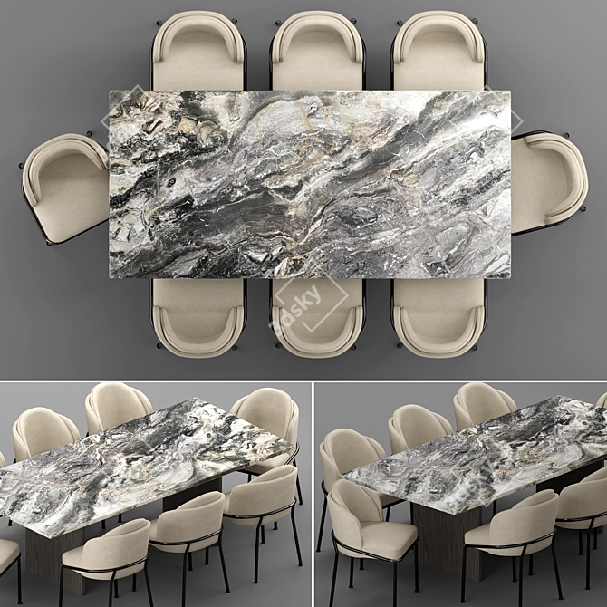 Modern Baron Sea Foam Dining Set 3D model image 7