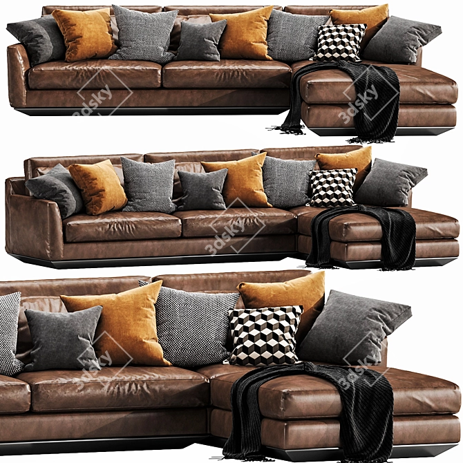 Horm Ellington Leather Chaise Lounge 3D model image 1