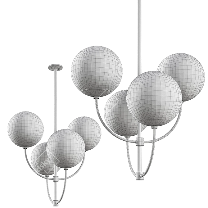 Elegant Mitzi Aged Gold Chandelier 3D model image 2