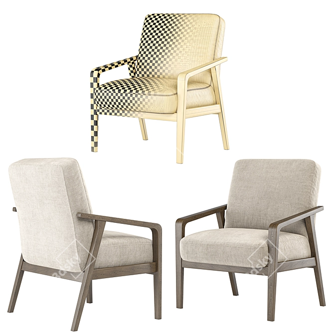 Rivet Huxley: Mid Century Chair 3D model image 3