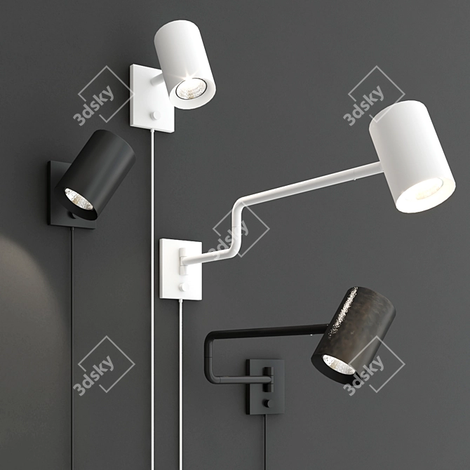 Nimone Wall Lamp: Adjustable Directional Lighting 3D model image 1