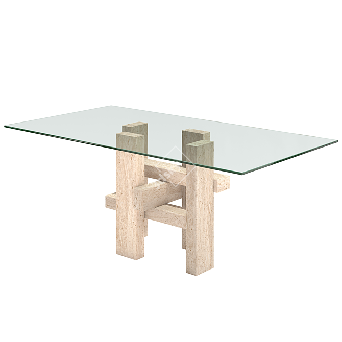 Sculptural Belgian Dining Table 3D model image 2