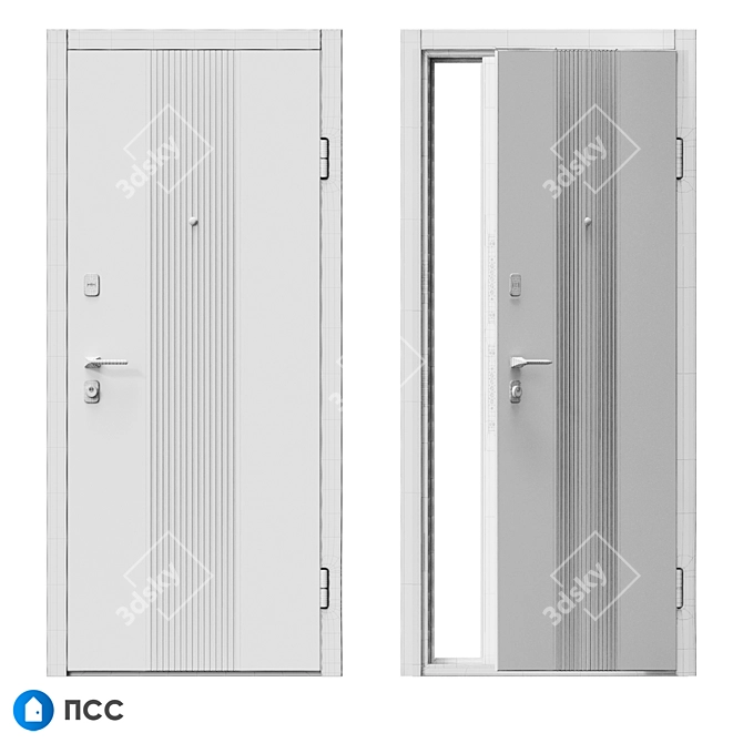 Modern Style OM Entrance Door 3D model image 5