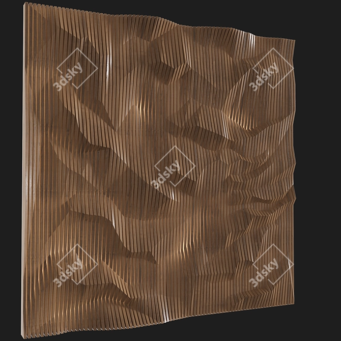 3D Wooden Panel Wallpaper 3D model image 1