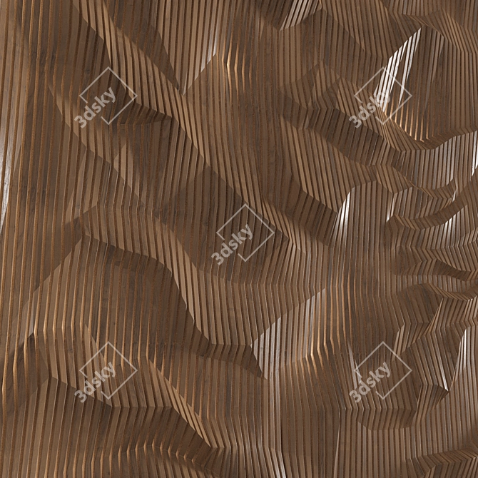 3D Wooden Panel Wallpaper 3D model image 2