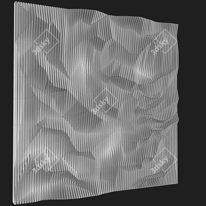 3D Wooden Panel Wallpaper 3D model image 3