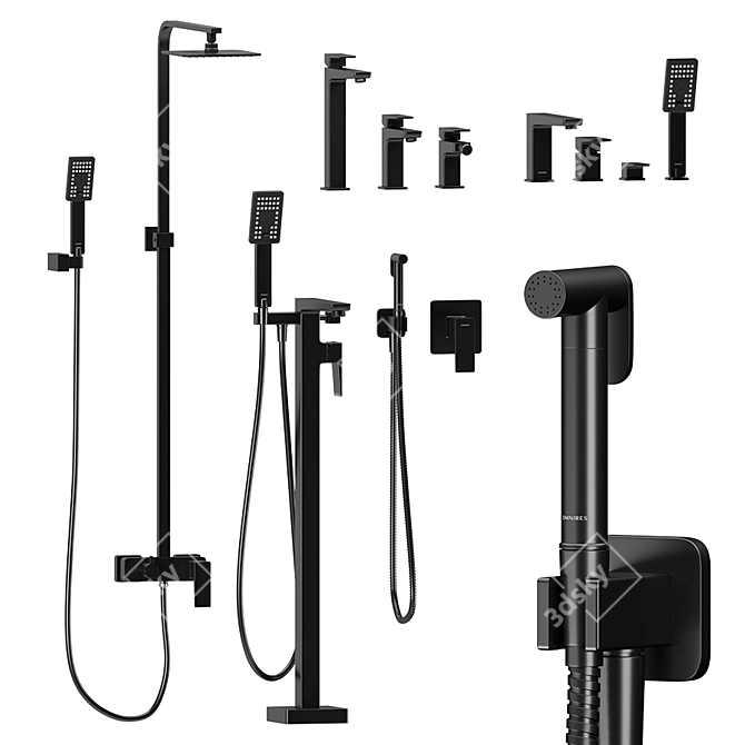 Omnires Parma Black Bathroom Set 3D model image 5