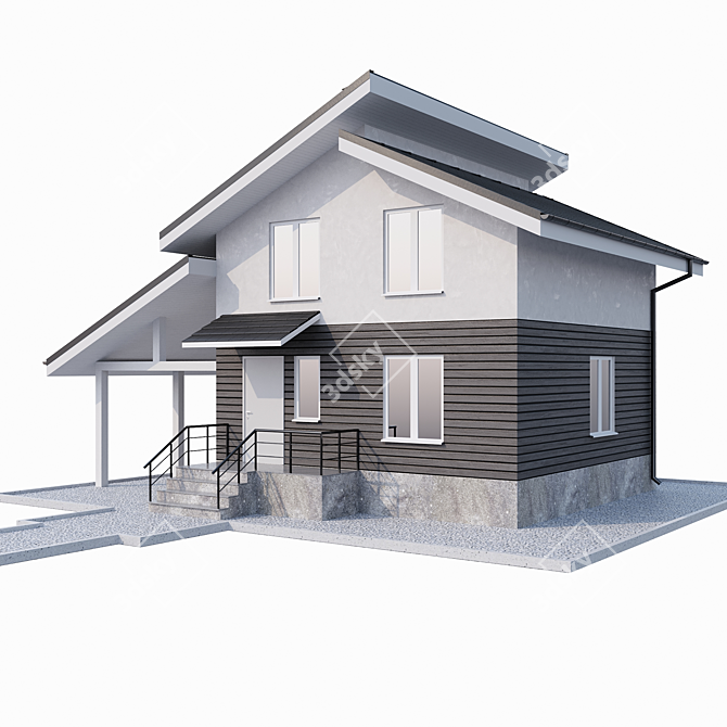 Cozy Two-Story Retreat 3D model image 7