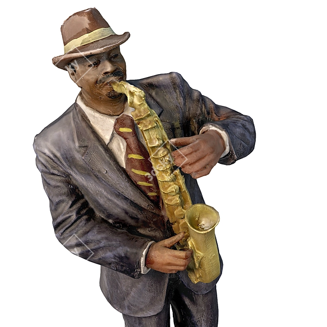 Elegant Saxophonist Figurine: Detailed 3D Model 3D model image 3