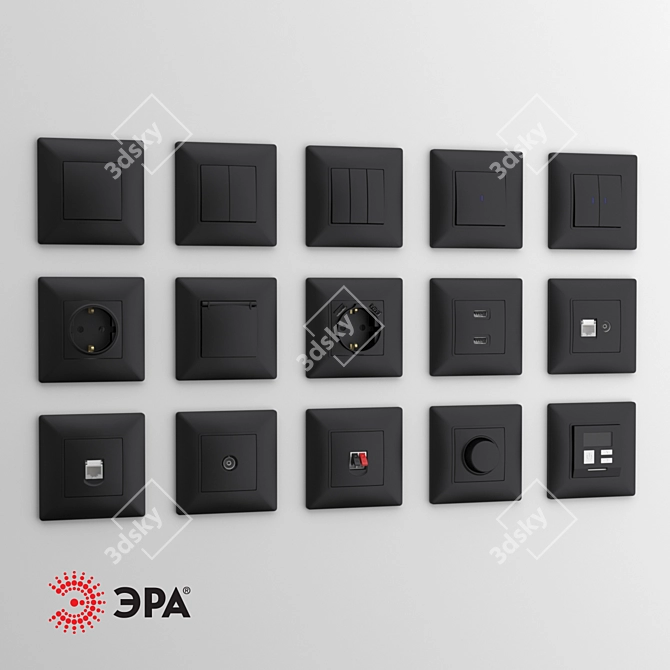 ERA Elegance Anthracite Sockets 3D model image 1