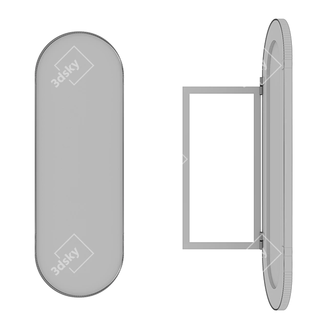 Iron Capsule Flap: Oval Mirror in Sleek Black Metal Frame 3D model image 3