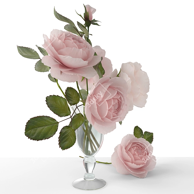 Elegant Rose Bouquet 3D model image 2