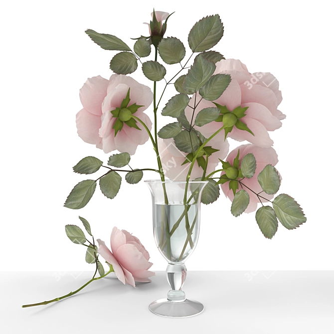 Elegant Rose Bouquet 3D model image 3