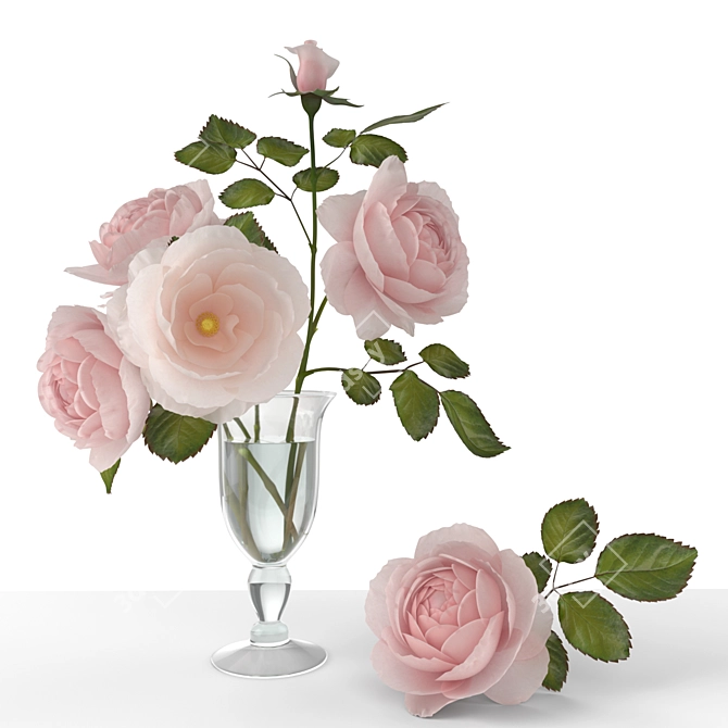 Elegant Rose Bouquet 3D model image 4