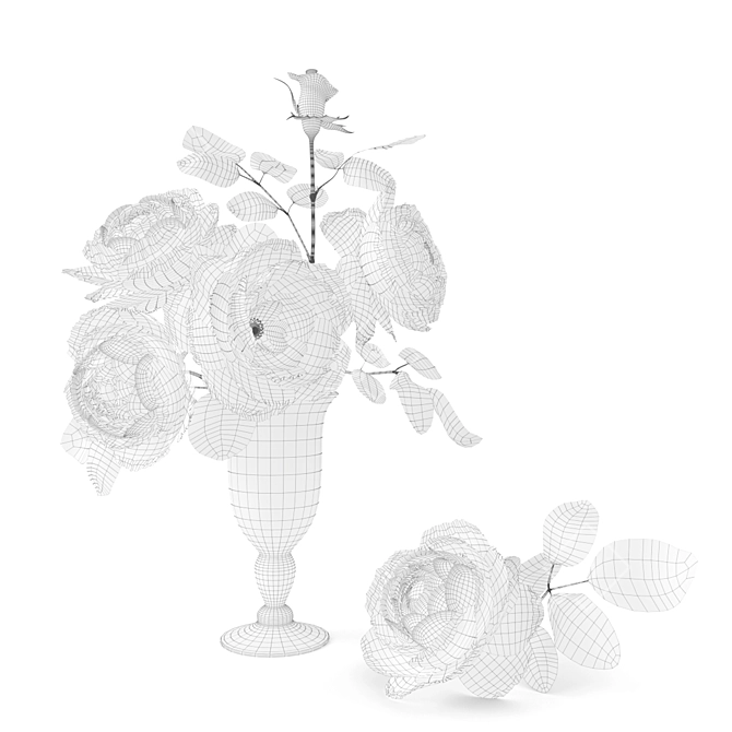 Elegant Rose Bouquet 3D model image 9