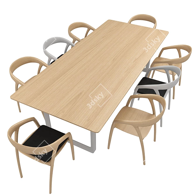 Modern 8-Piece Dining Set 3D model image 2