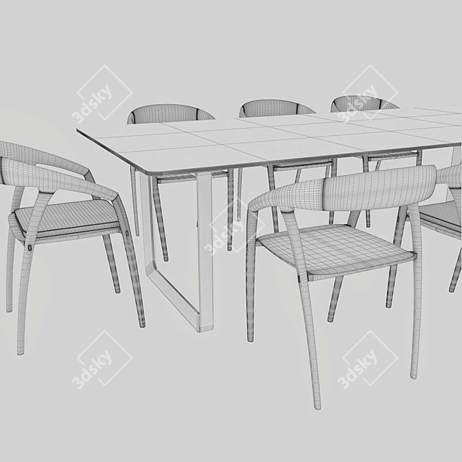 Modern 8-Piece Dining Set 3D model image 5