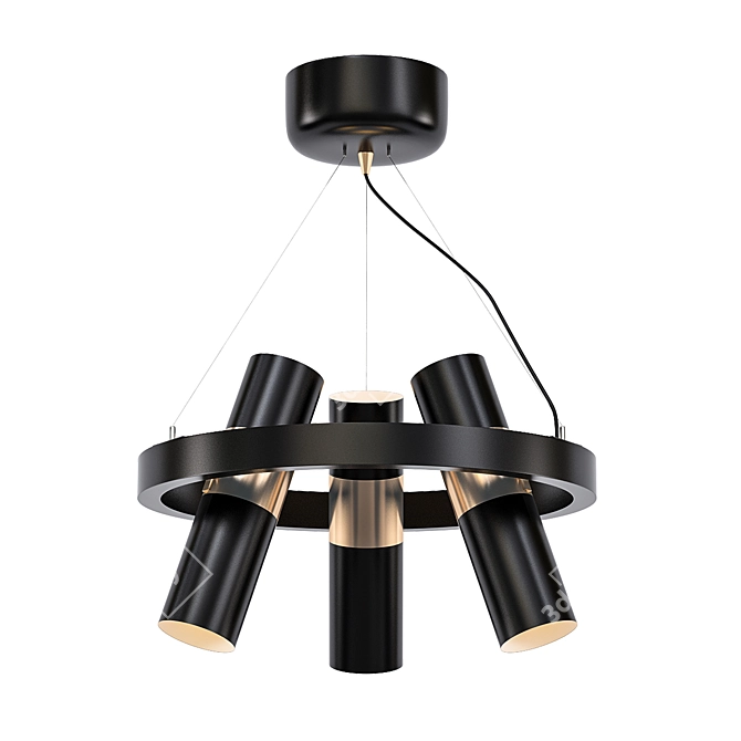 Elegant Black Gold Pendant 3D model image 1