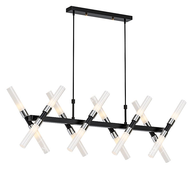 Modern Black Chrome Chandelier 3D model image 1