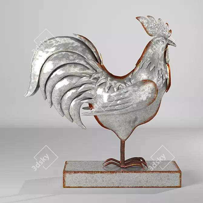 Metal Rooster Sculpture for Home Decoration 3D model image 2