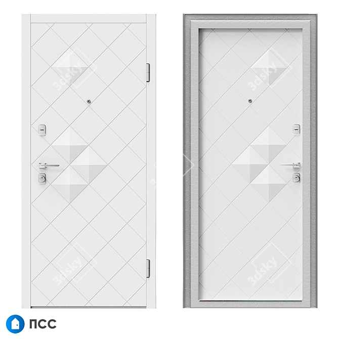 HT-135 Entrance Door: Modern Style, HI-TECH Collection 3D model image 1