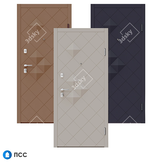 HT-135 Entrance Door: Modern Style, HI-TECH Collection 3D model image 3