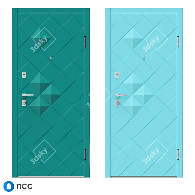 HT-135 Entrance Door: Modern Style, HI-TECH Collection 3D model image 4