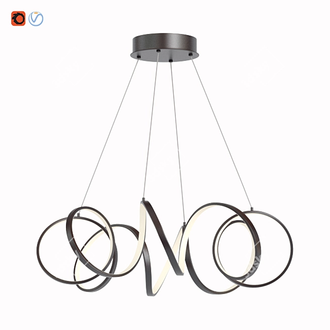 Modern Synergy Pendant: Antique Brass, Silver, Black 3D model image 2