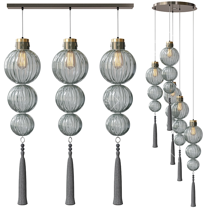 Elegant Medina Chandeliers - Rectangle & Round 3D model image 1