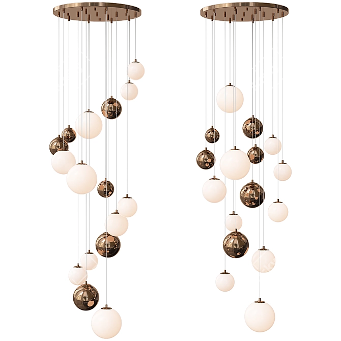 Rylee Opal & Copper Globe Cluster Pendant 3D model image 1
