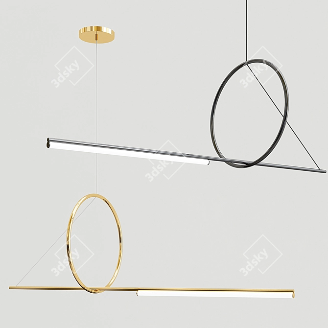 Minimalist Circle Pendant Light 3D model image 1