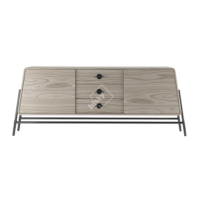 Rustic Wood Metal Sideboard 3D model image 3