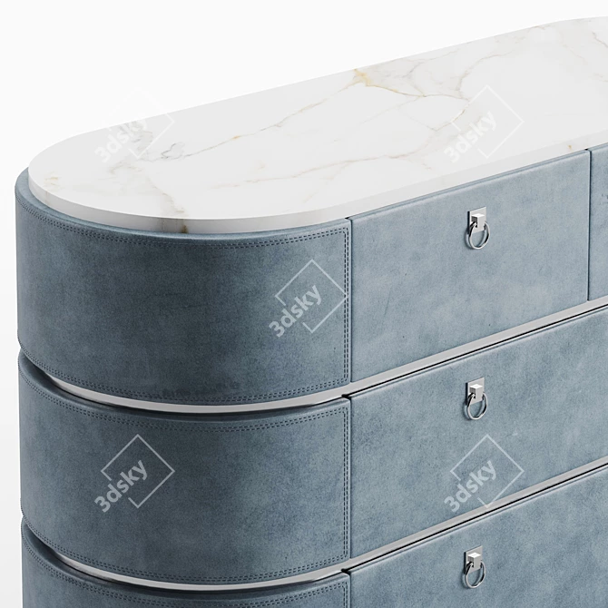 Elegant Romeo Leather Chest of Drawers 3D model image 3