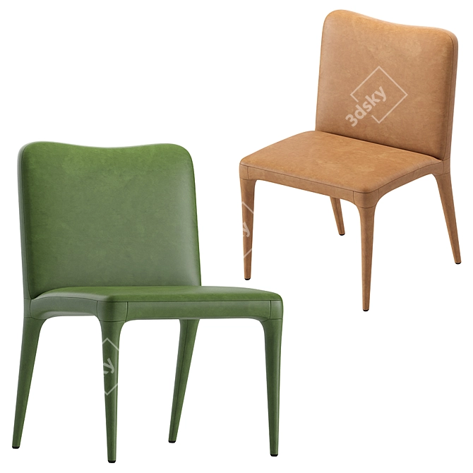 Luxury Estancia Leather Cara Dining Chair 3D model image 4