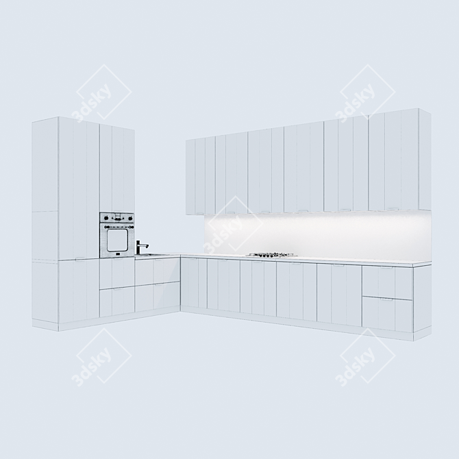 White Kitchen Cabinet 3D model image 5