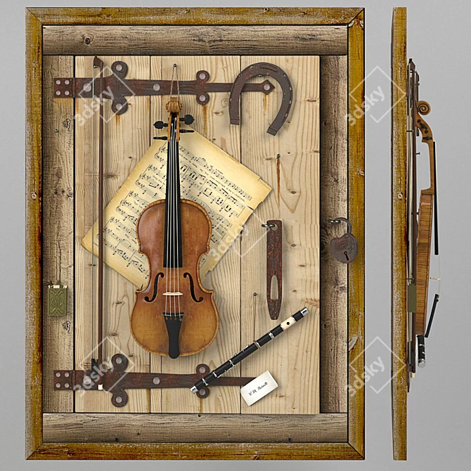 Melodic Melodies: Violin and Music Panel 3D model image 1