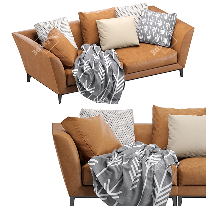 Flexform Weston Leather Sofa 3D model image 1