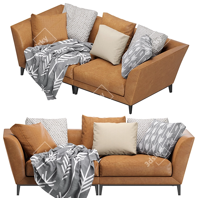 Flexform Weston Leather Sofa 3D model image 2