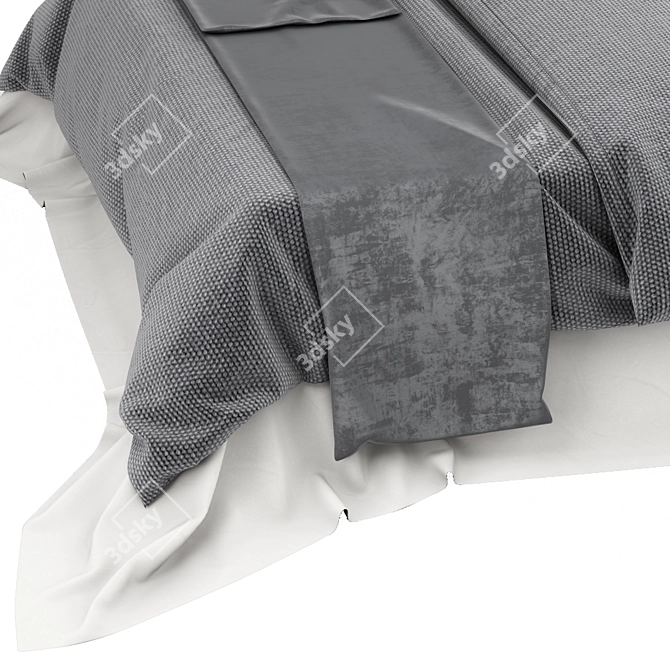 Seaspray Gray Boxspring Bed 3D model image 4