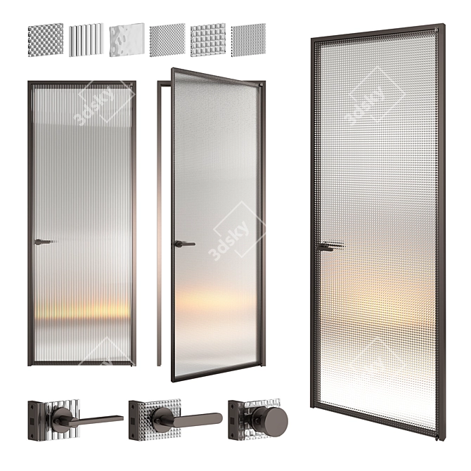 Sleek Aladin Swing Glass Door 3D model image 1