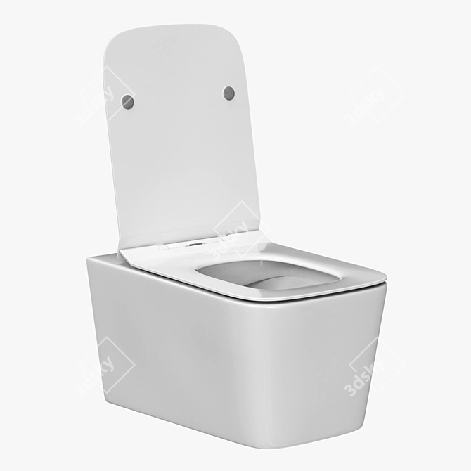 Sleek Hanging Toilet with Quick-Release Seat 3D model image 1