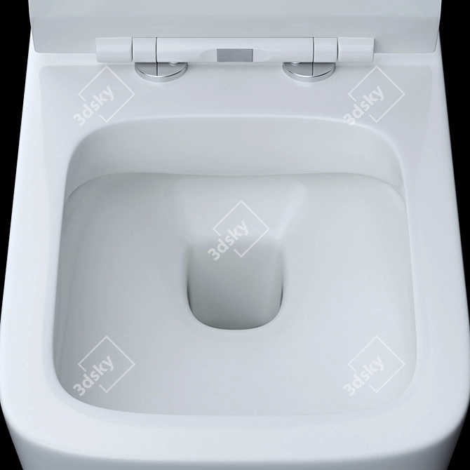 Sleek Hanging Toilet with Quick-Release Seat 3D model image 4