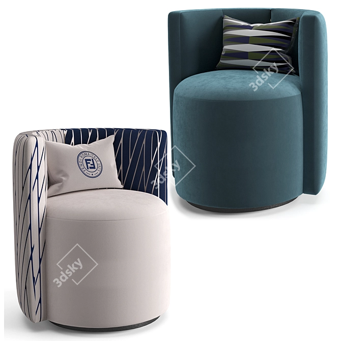 Luxurious Fendi LouLou Armchair: Timeless Elegance 3D model image 5