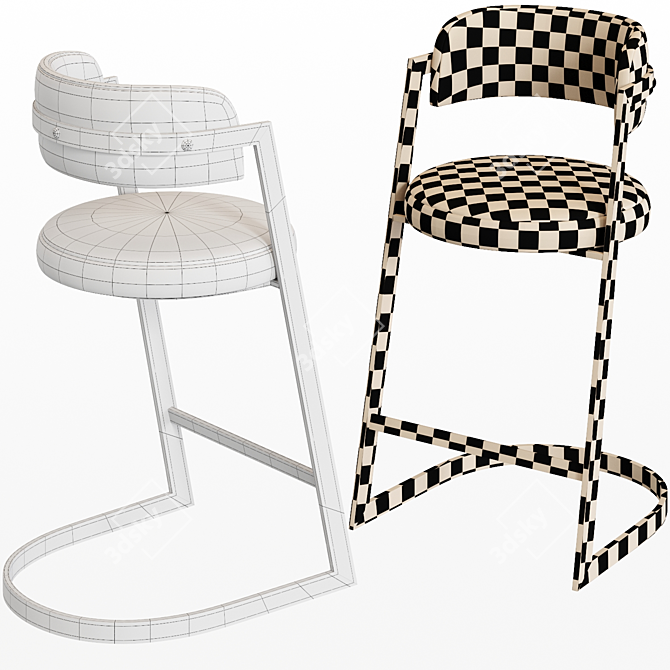 Elegant Stephanie Counter Stool 3D model image 2